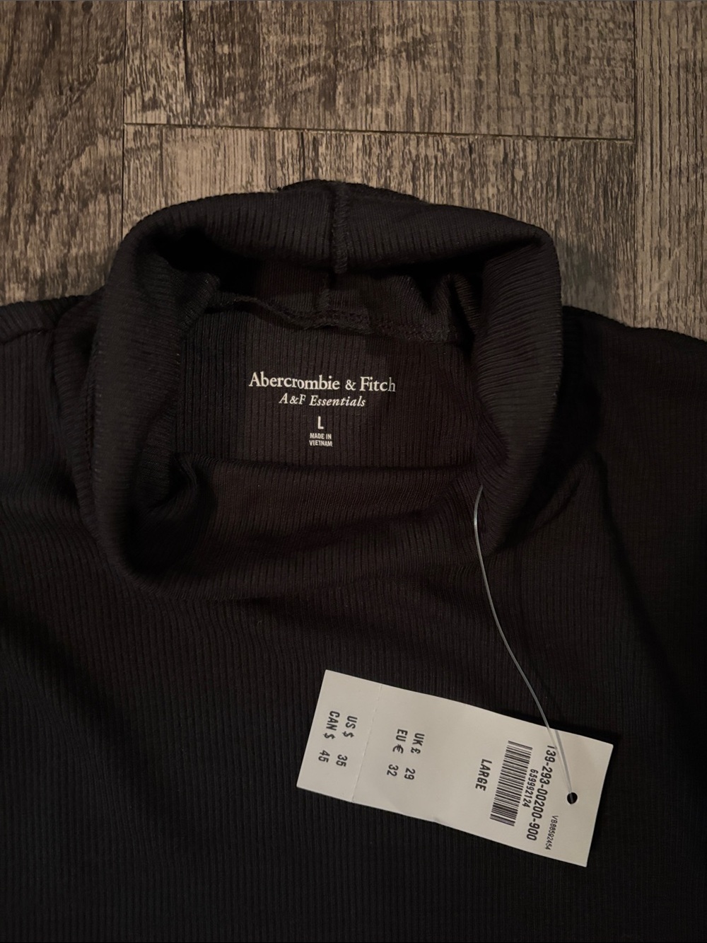 Abercrombie & Fitch Ribbed Long Sleeve Turtleneck - Black - Size Large - Picture 3 of 4